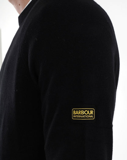 Barbour International Baumwoll-Rundstrickpullover Schwarz