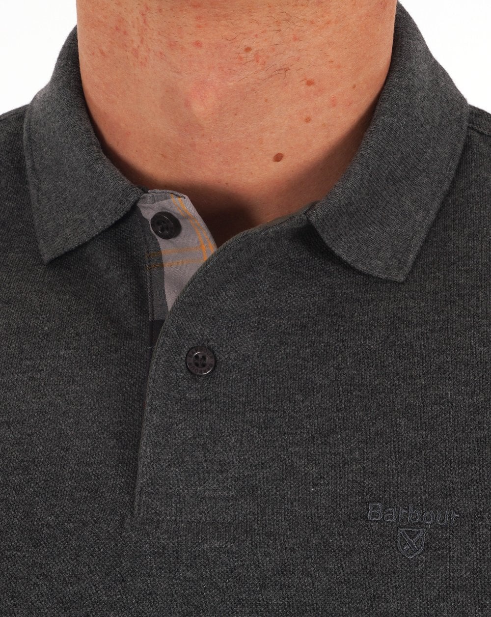 Barbour Langarm-Sportpolo Schiefermeliert
