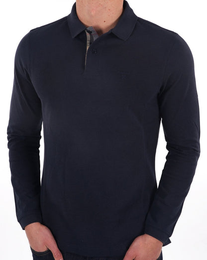 Barbour Langarm-Sportpolo, Marineblau
