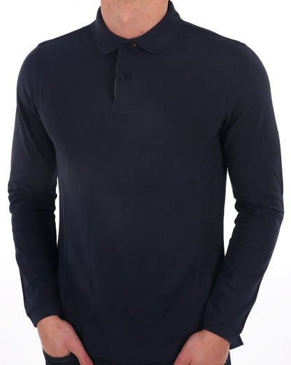 Barbour Langarm-Sportpolo, Marineblau