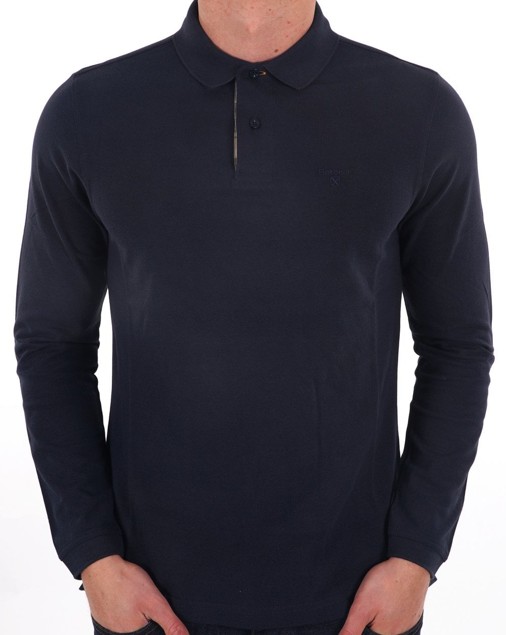 Barbour Langarm-Sportpolo, Marineblau