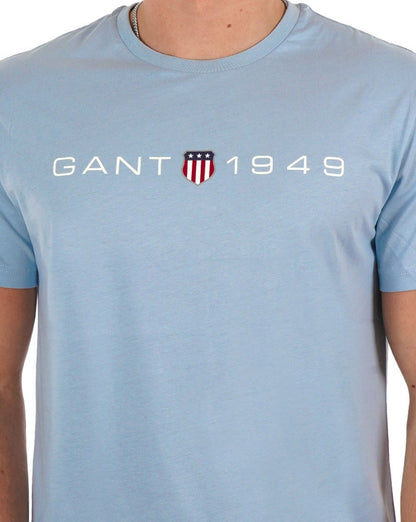 Gant Bedrucktes Grafik-T-Shirt Blau