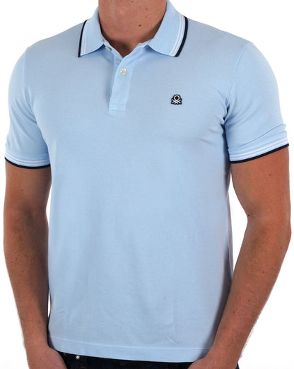 Benetton Poloshirt mit Streifen in Himmelblau