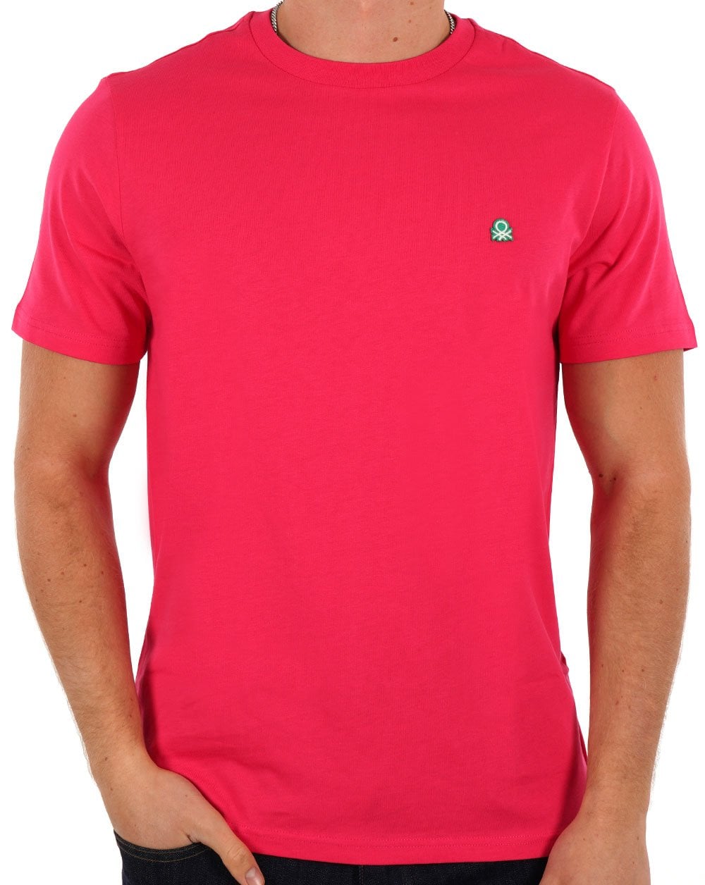 Benetton – T-Shirt mit kleinem Logo in Pink