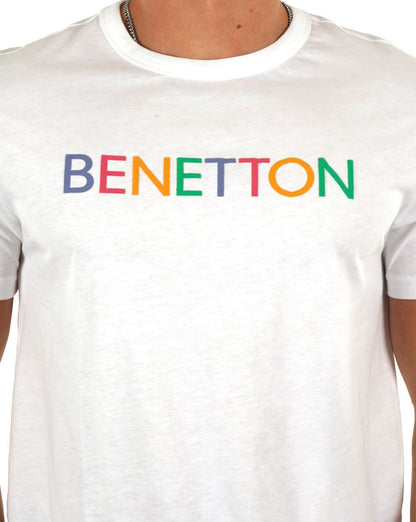 Benetton Logo T-Shirt Weiß/Mehrfarbig