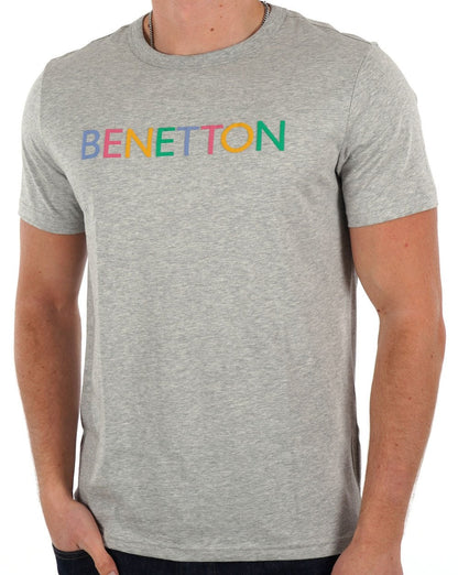 Benetton Logo T-Shirt Grau/Mehrfarbig