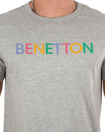 Benetton Logo T-Shirt Grau/Mehrfarbig