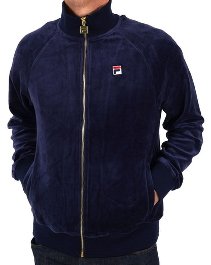 Fila Vintage Eddie Velours-Trainingsjacke, Marineblau