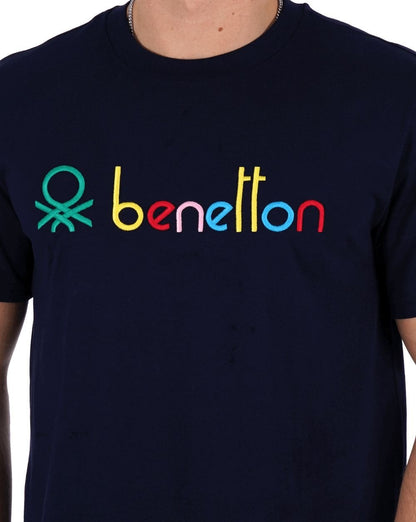 Benetton Colours Logo T-Shirt Marineblau