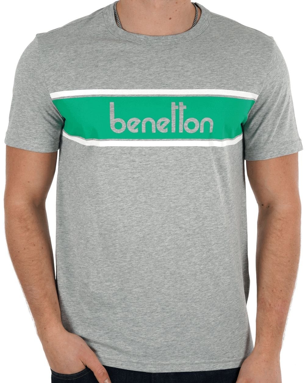Benetton Panel T-Shirt Grau/Grün
