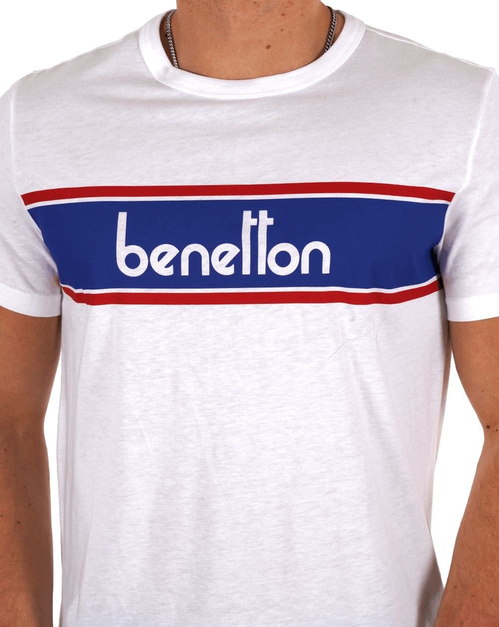Benetton Panel T-Shirt Weiß/Blau