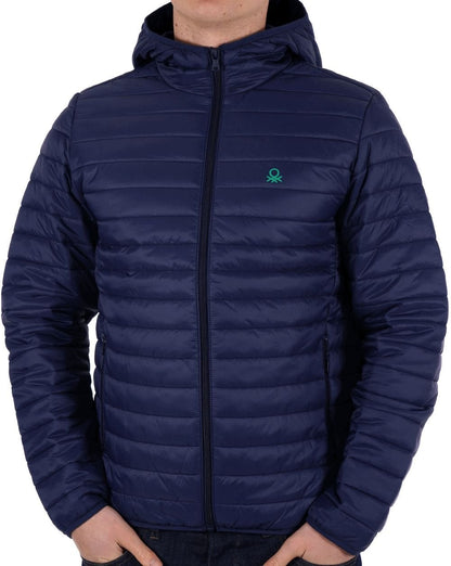 Benetton Daunenjacke mit Kapuze Marineblau