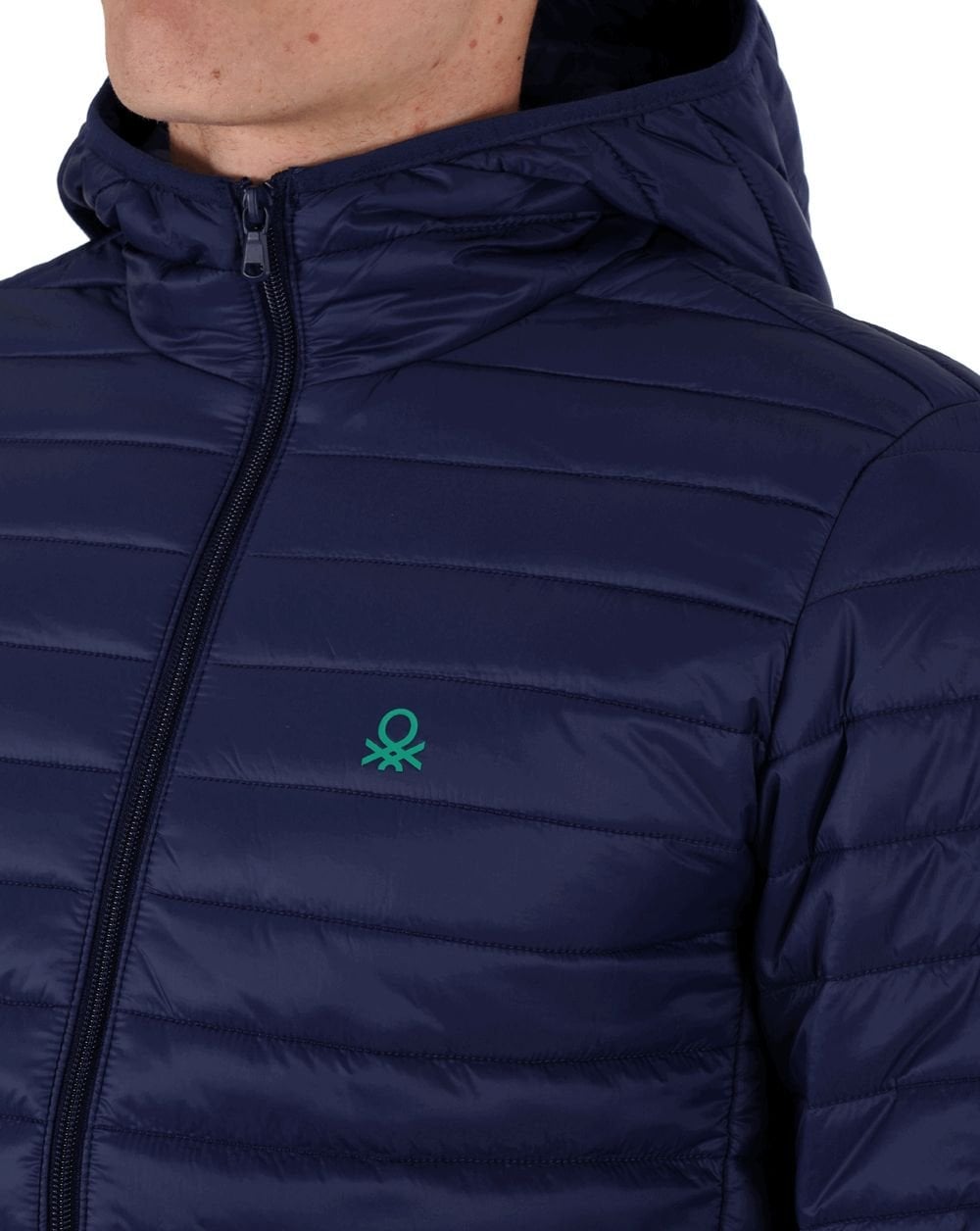 Benetton Daunenjacke mit Kapuze Marineblau
