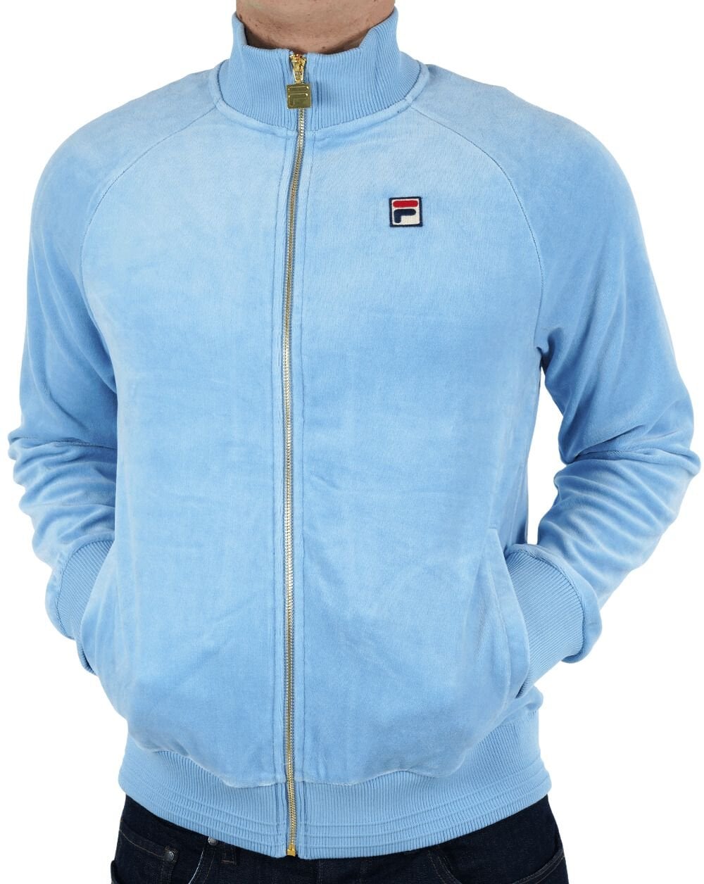 Fila Vintage Eddie Velours-Trainingsjacke, Himmelblau