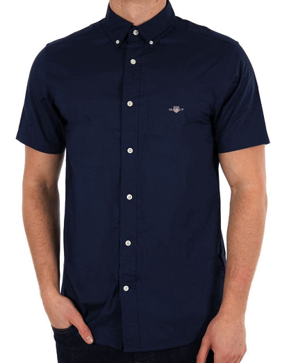 Gant Popeline Kurzarmhemd Marineblau
