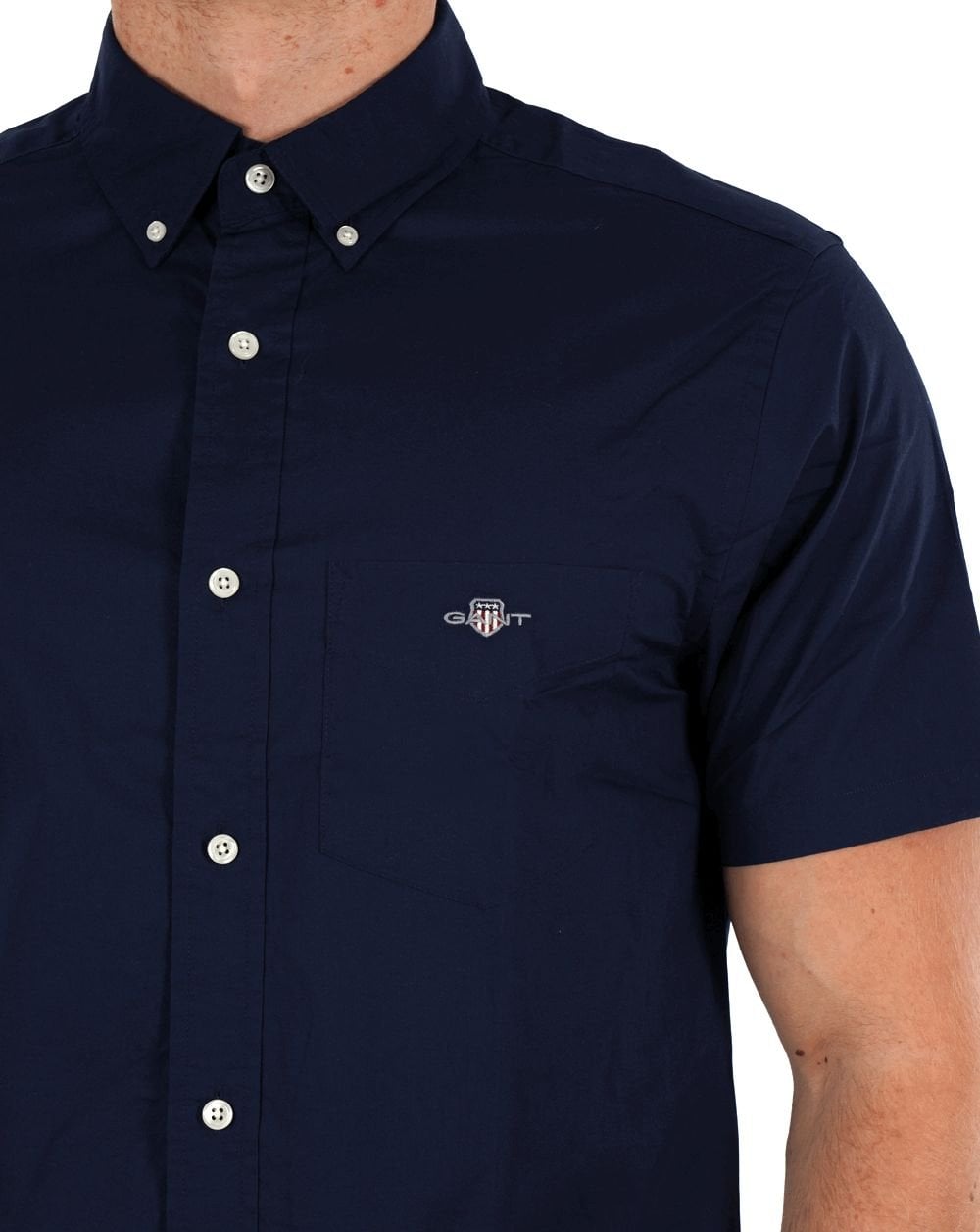 Gant Popeline Kurzarmhemd Marineblau