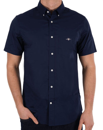Gant Popeline Kurzarmhemd Marineblau