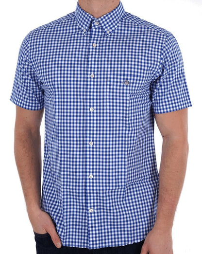 Gant Poplin Gingham Kurzarmhemd College Blue