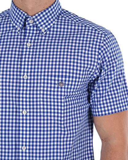 Gant Poplin Gingham Kurzarmhemd College Blue