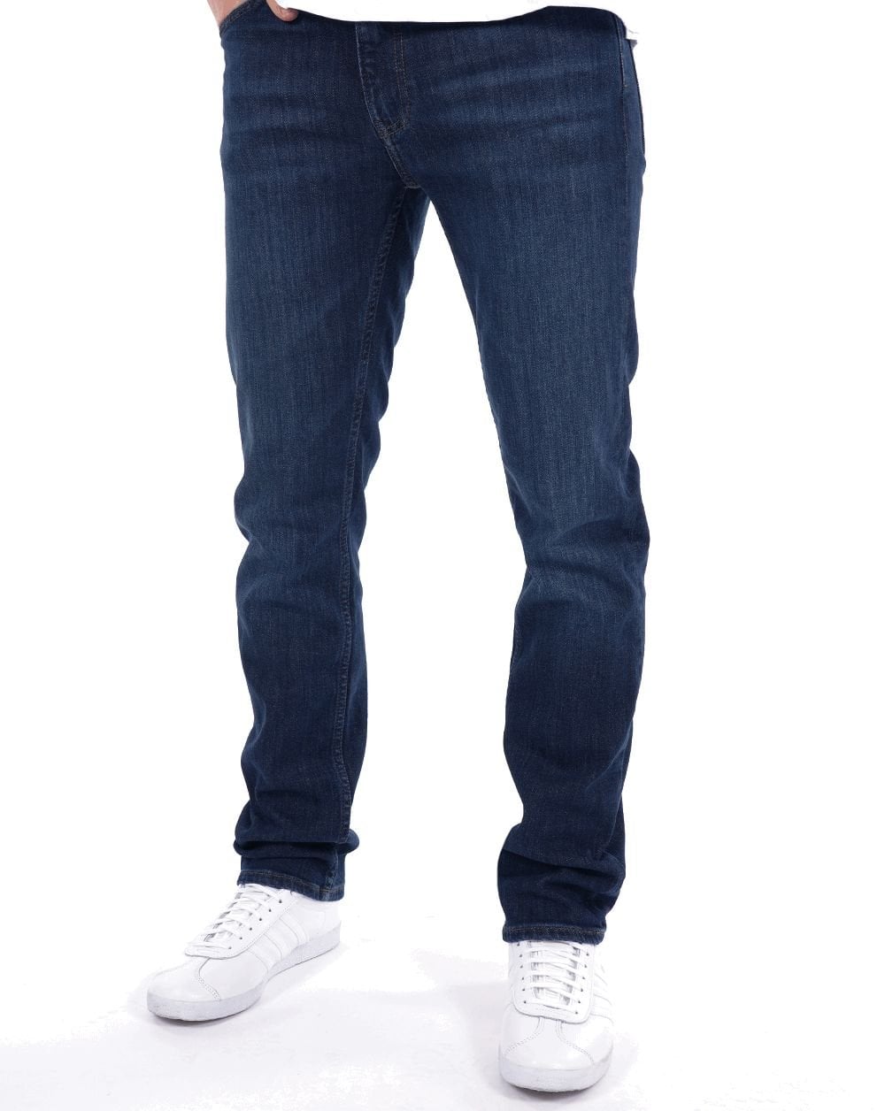 Gant – Regular Fit Jeans in Dunkelblau mit Used-Effekt