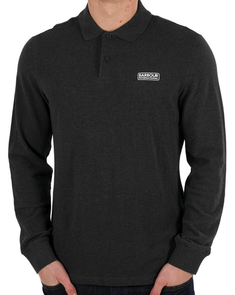 Barbour International Long Sleeve Polo Asphalt Marl