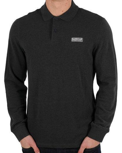 Barbour International Langarm-Poloshirt Asphalt Meliert