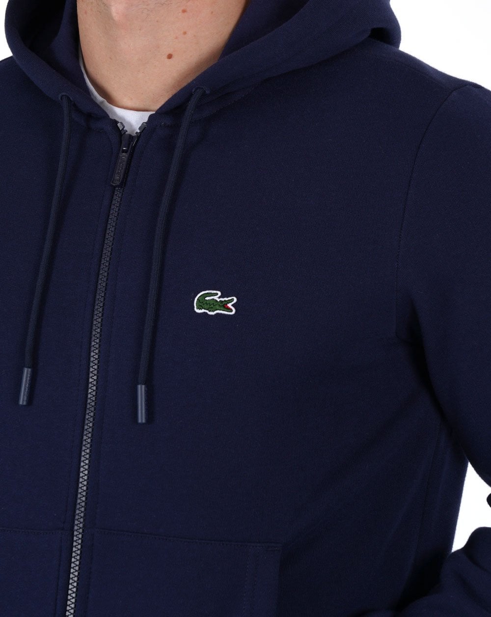 Lacoste – Kapuzenpullover mit durchgehendem Reißverschluss in Marineblau