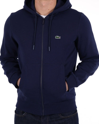 Lacoste – Kapuzenpullover mit durchgehendem Reißverschluss in Marineblau