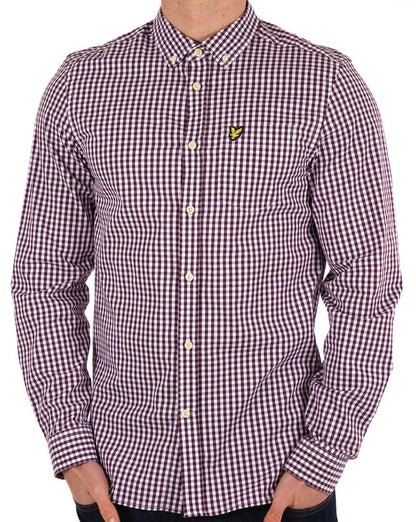 Lyle And Scott – Kariertes Hemd in Burgunderrot/Weiß
