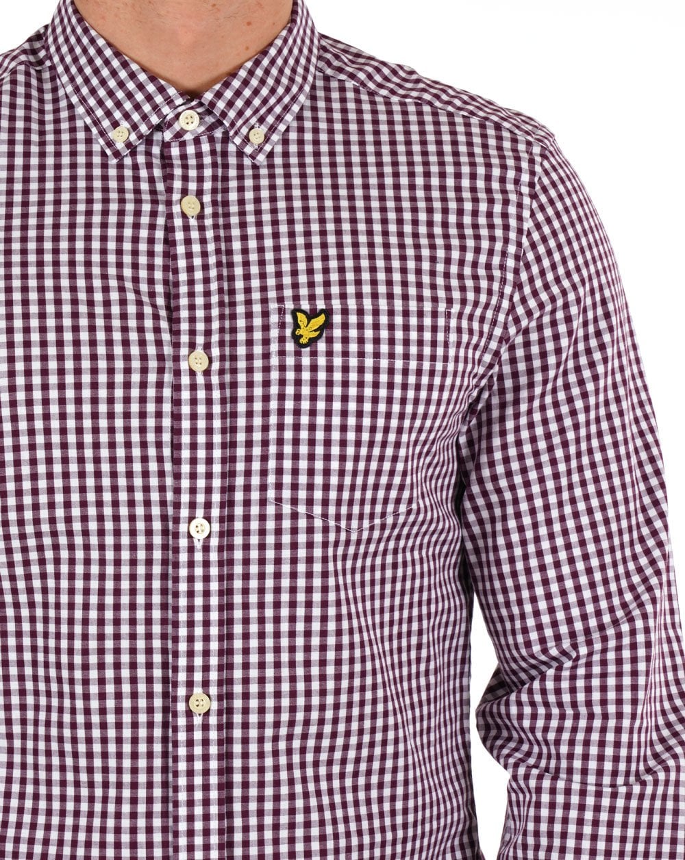 Lyle And Scott – Kariertes Hemd in Burgunderrot/Weiß