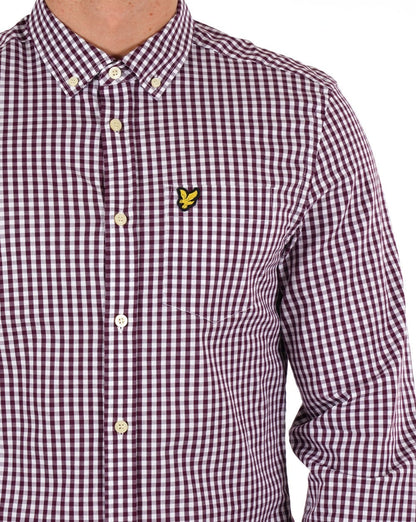 Lyle And Scott – Kariertes Hemd in Burgunderrot/Weiß