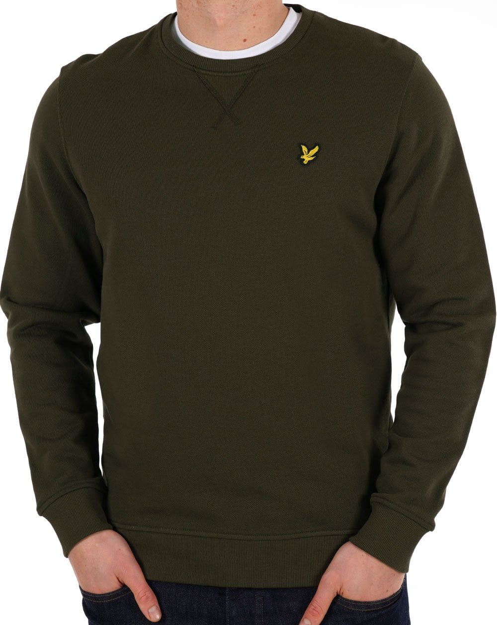 Lyle &amp; Scott Sweatshirt mit Rundhalsausschnitt in Olivgrün
