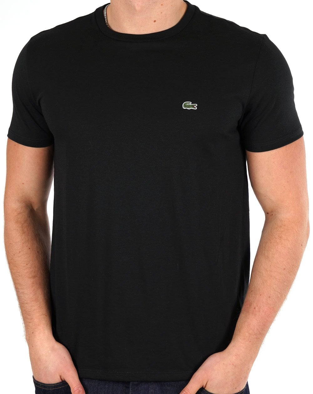 Lacoste – T-Shirt mit Rundhalsausschnitt in Schwarz