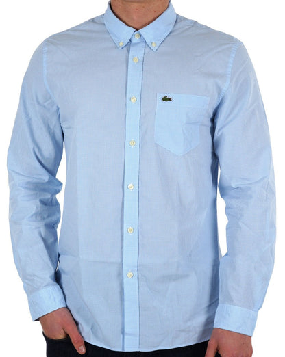 Lacoste – Gingham-Popeline-Hemd Weiß/Himmelblau