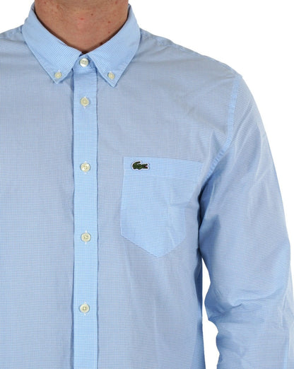 Lacoste – Gingham-Popeline-Hemd Weiß/Himmelblau