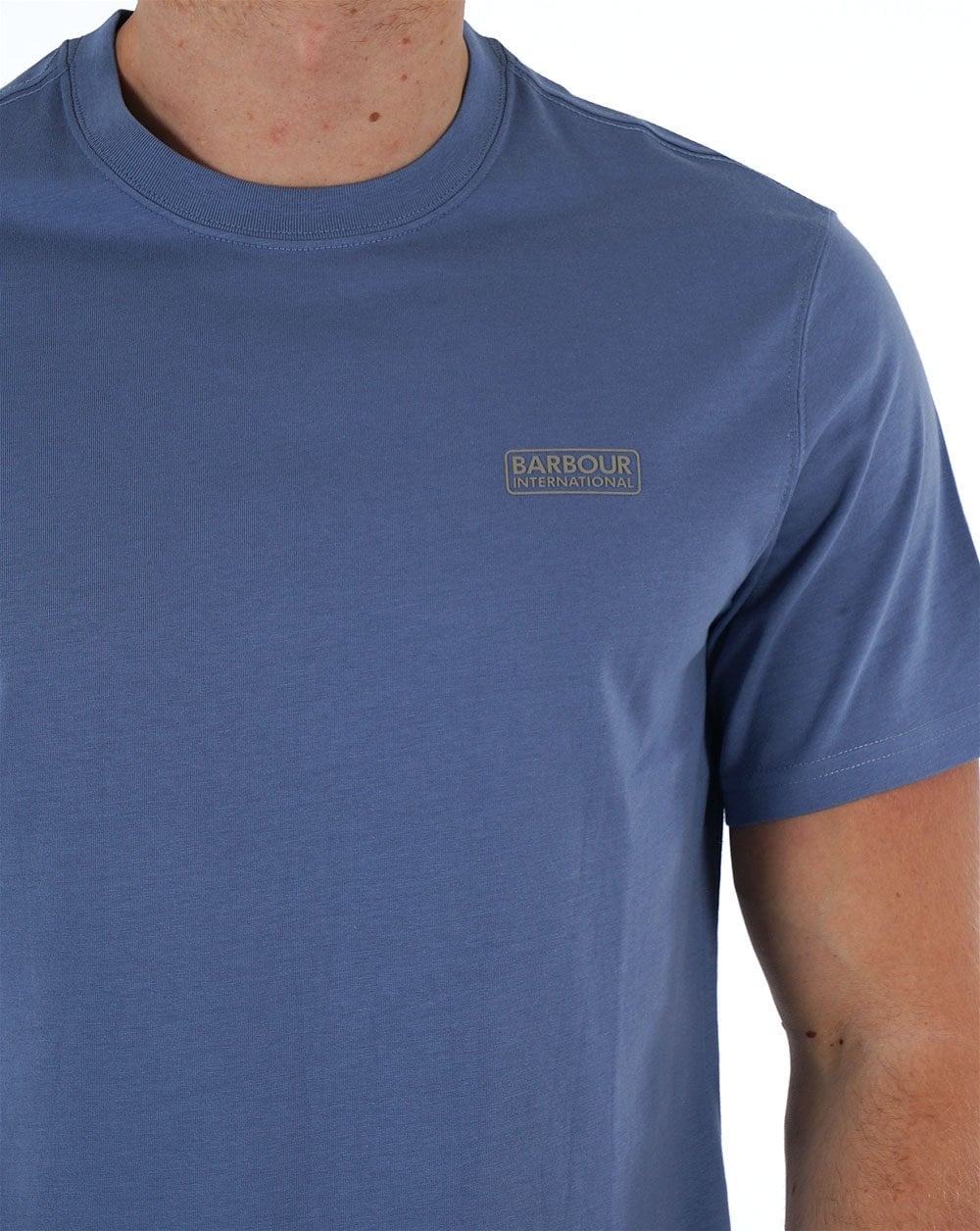 Barbour International – T-Shirt mit kleinem Logo in Flintblau