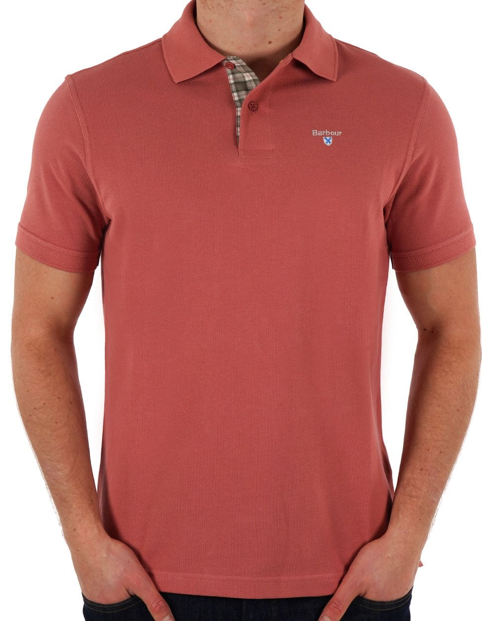 Barbour Tartan-Piqué-Poloshirt in Pink Clay