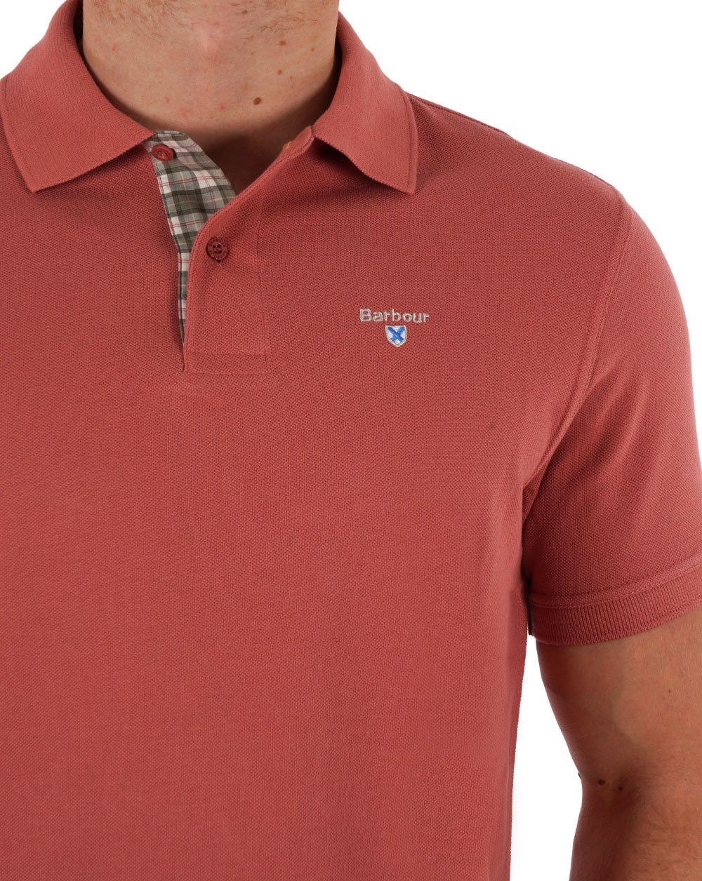 Barbour Tartan-Piqué-Poloshirt in Pink Clay