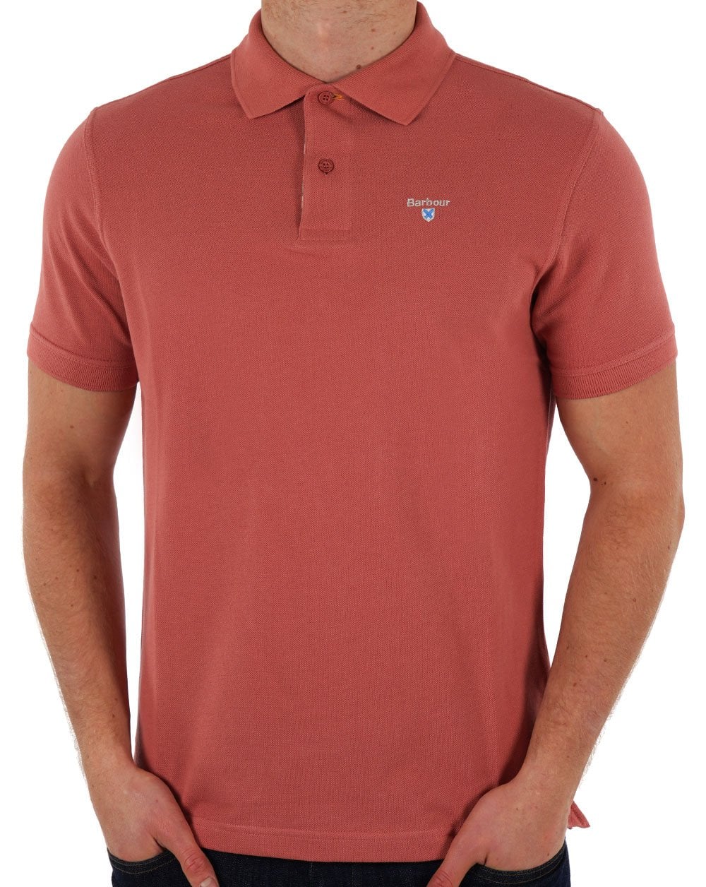 Barbour Tartan-Piqué-Poloshirt in Pink Clay