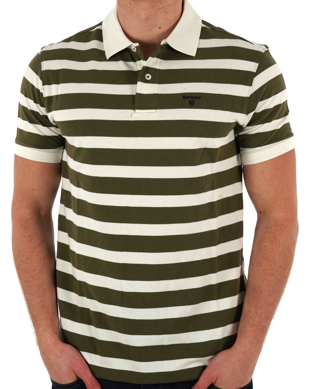 Barbour – Gestreiftes Sportpolo in Hellsalbei