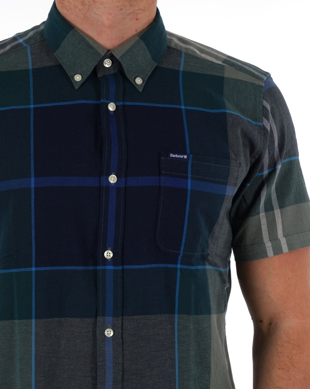Barbour Douglas Kurzarmhemd Kielder Blau Tartan