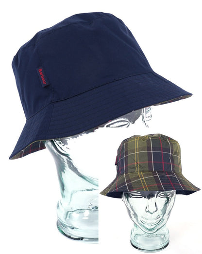 Barbour Hutton Wendbarer Fischerhut Marineblau/Klassisches Schottenkaro