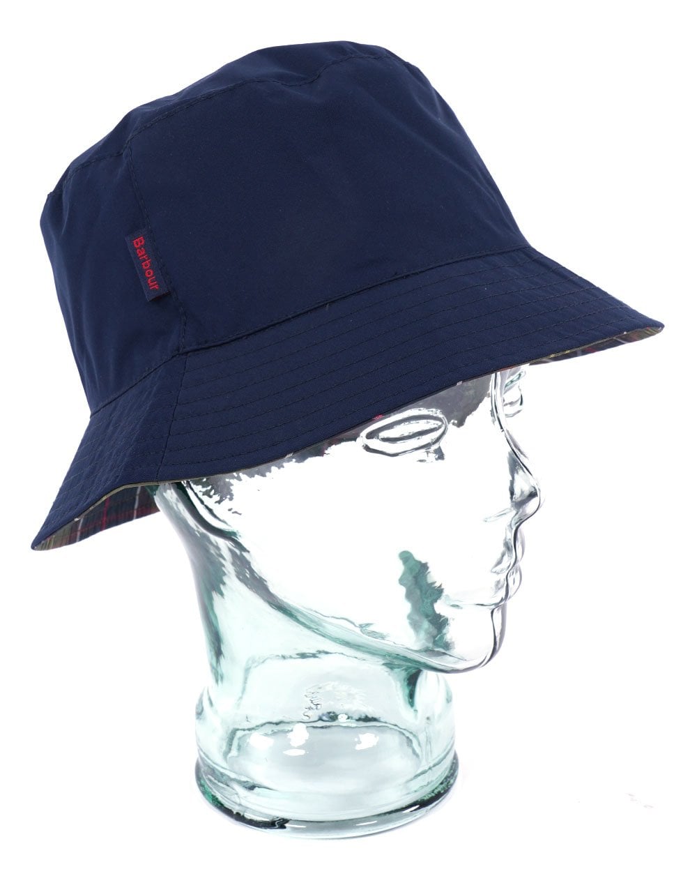 Barbour Hutton Wendbarer Fischerhut Marineblau/Klassisches Schottenkaro