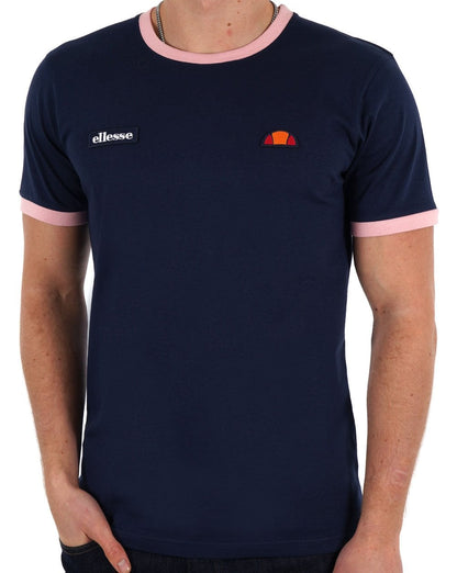 Ellesse Ringer T-Shirt Marineblau/Pink
