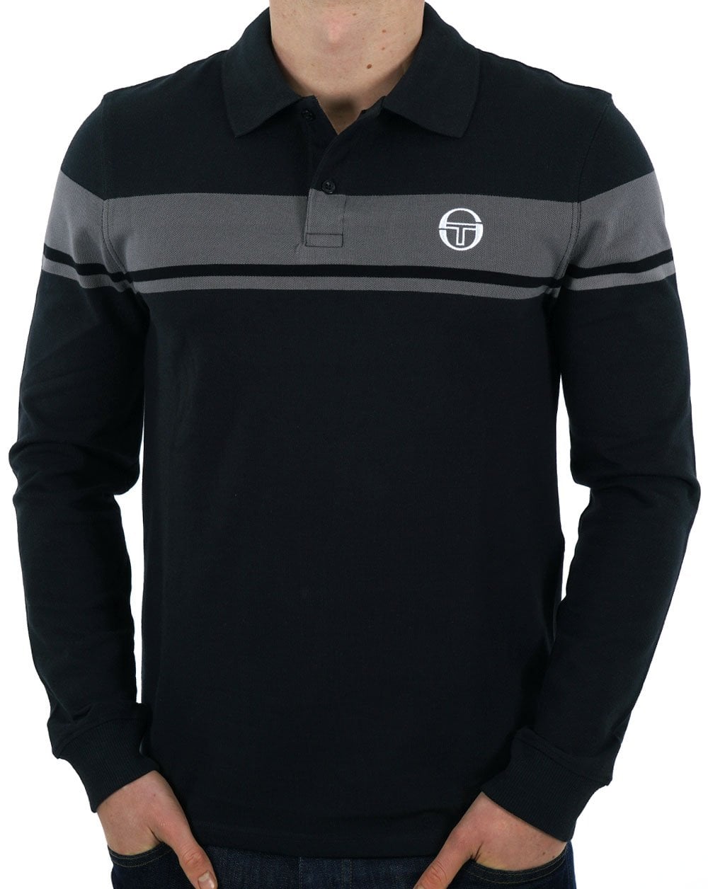 Sergio Tacchini Young Line LS Poloshirt Schwarz/Anthrazit
