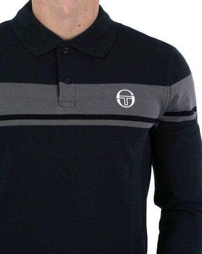Sergio Tacchini Young Line LS Poloshirt Schwarz/Anthrazit