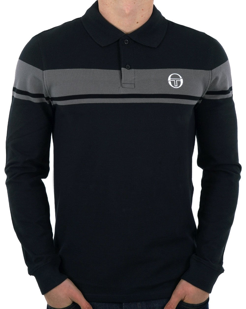 Sergio Tacchini Young Line LS Poloshirt Schwarz/Anthrazit