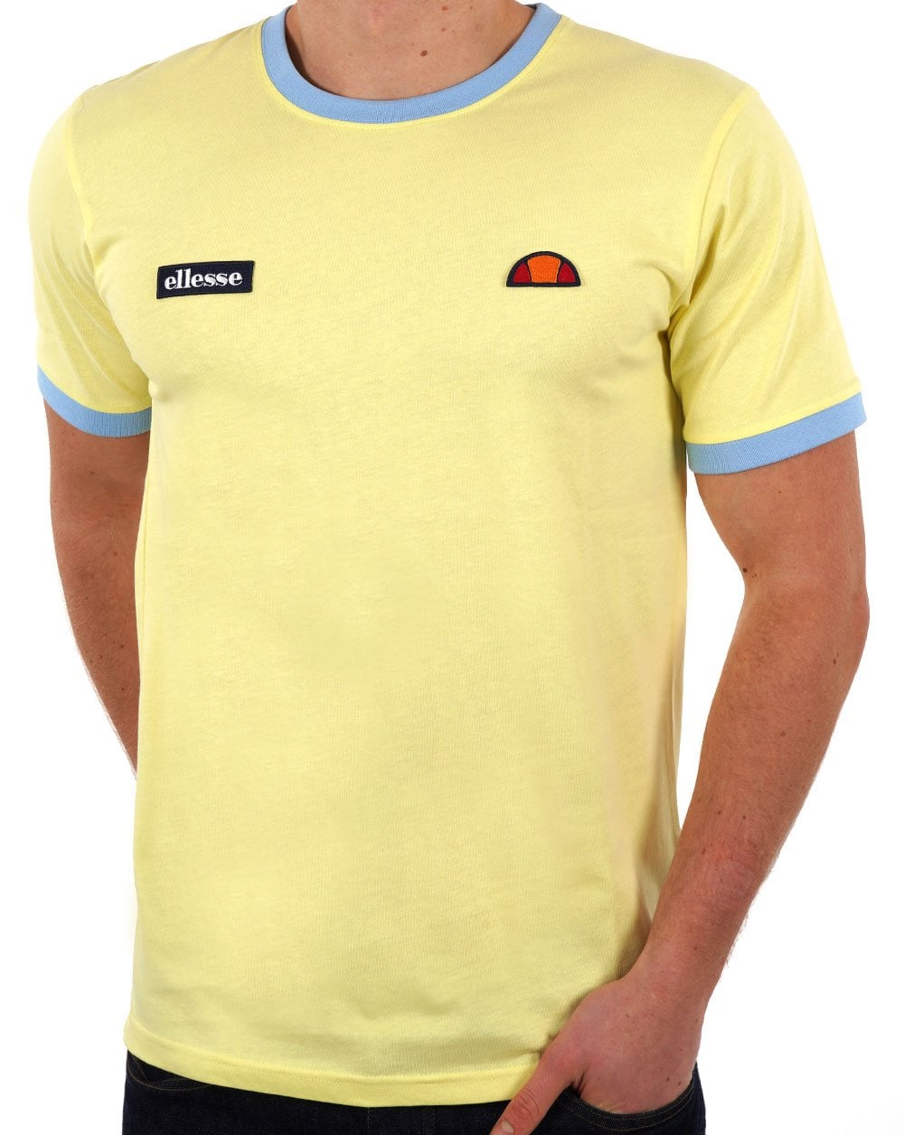 Ellesse Ringer T-Shirt Zitrone/Himmelblau