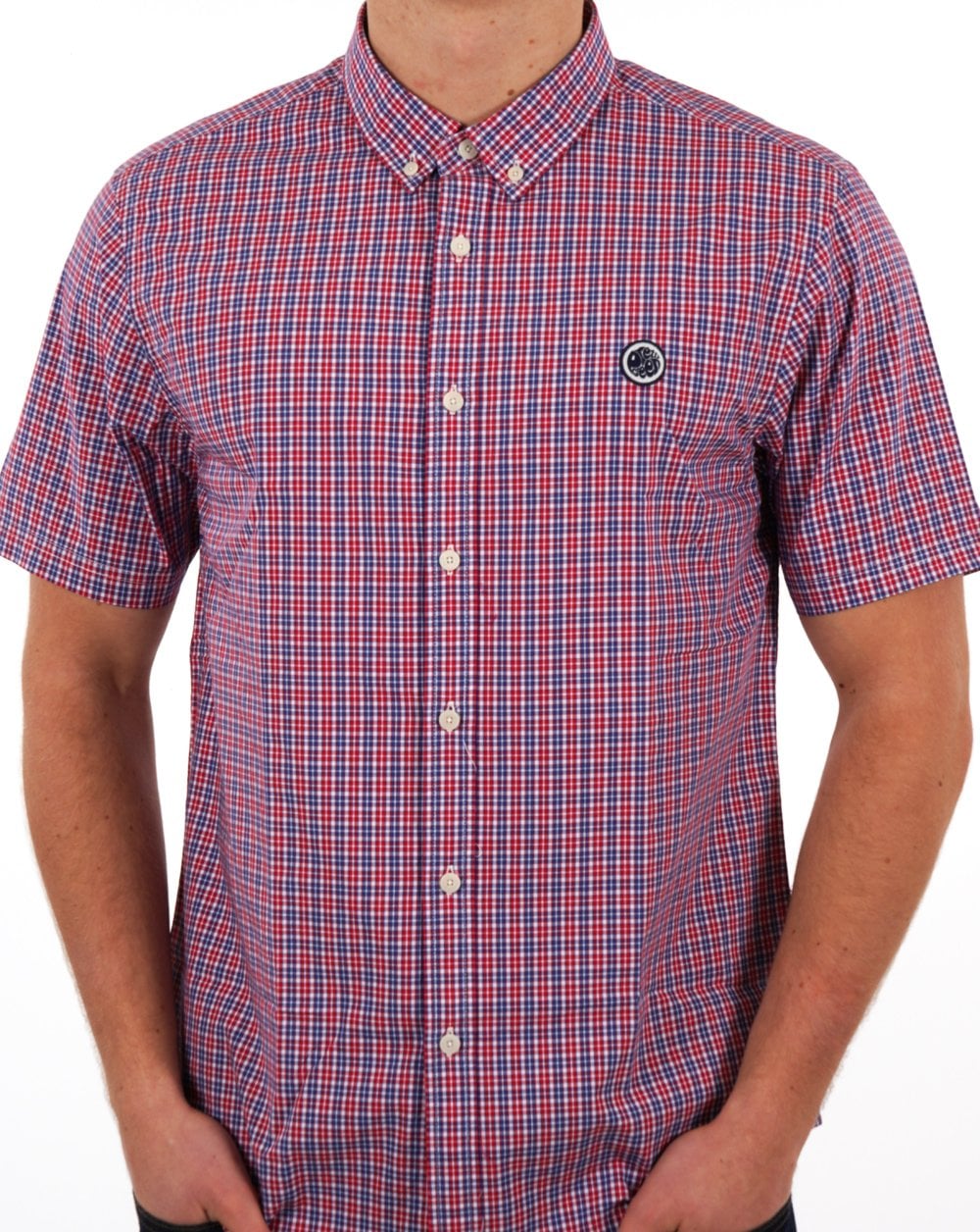 Pretty Green Kariertes Kurzarmhemd Rot