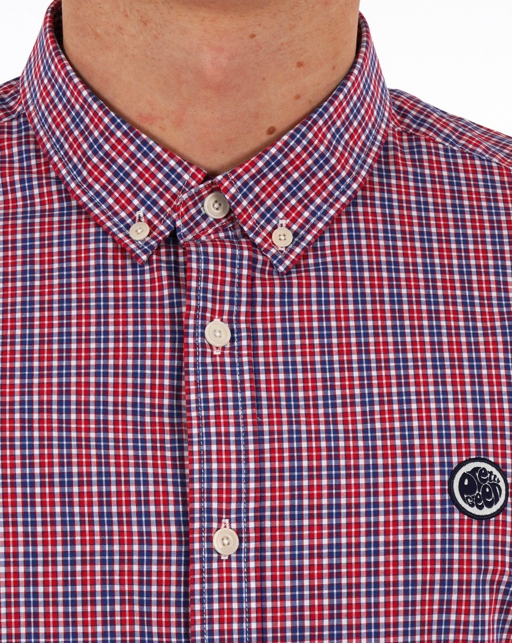 Pretty Green Kariertes Kurzarmhemd Rot